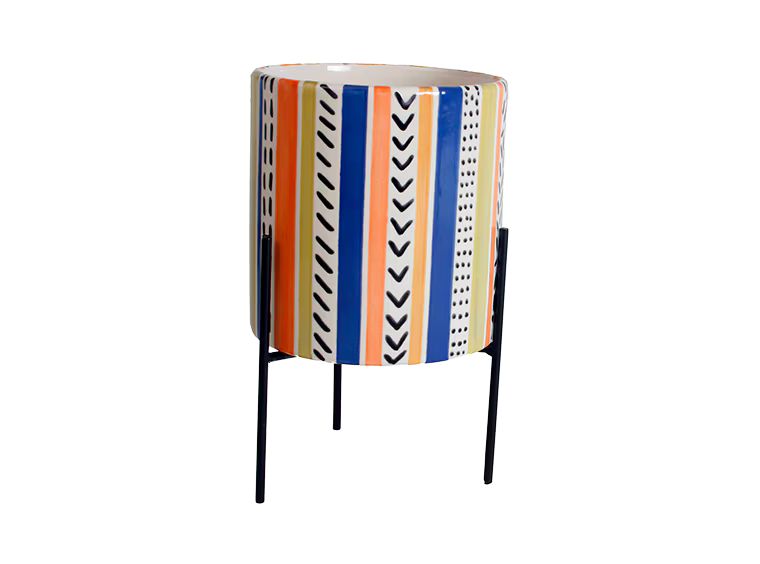 Lg Cylinder Planter w/ Stand